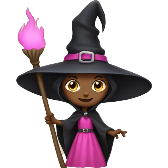 Witch wearing pink emoji