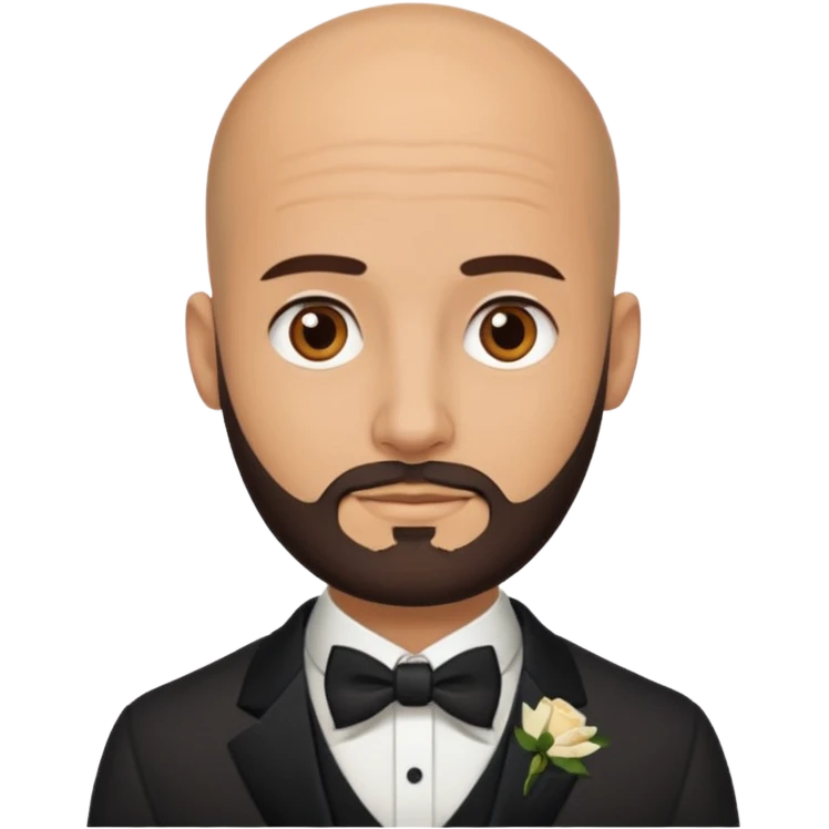 bald headed brown eyes groom with dark beard emoji