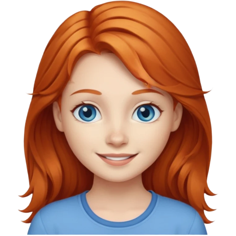 smiling ginger haired girl with blue eyes emoji