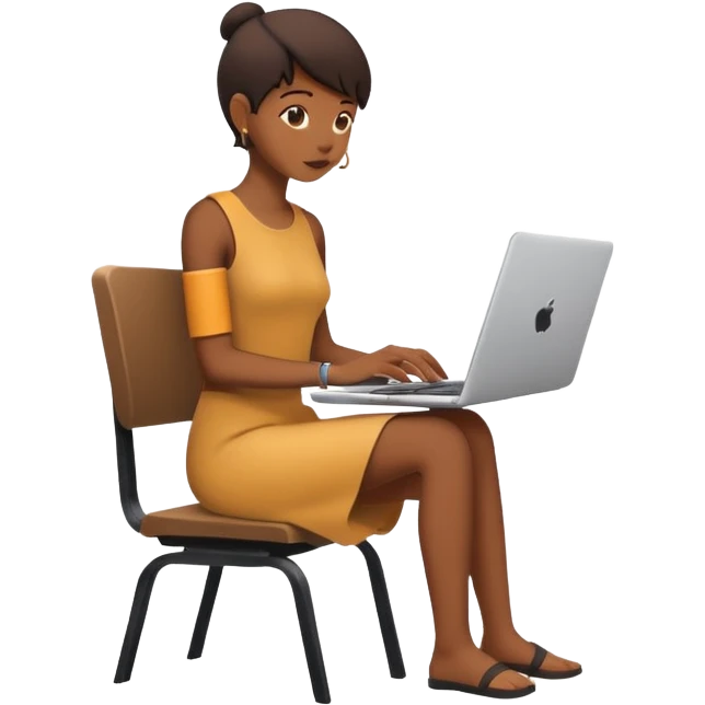 Minimalistic flat vector icon, iOS style, thin black contour on white background. Person silhouette sitting with a laptop, code brackets <> on the screen. Clean, no text, no shadows. emoji