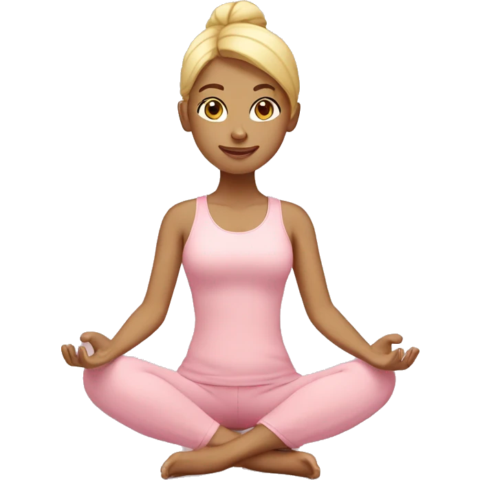 blonde yoga girl light pink clothes n emoji