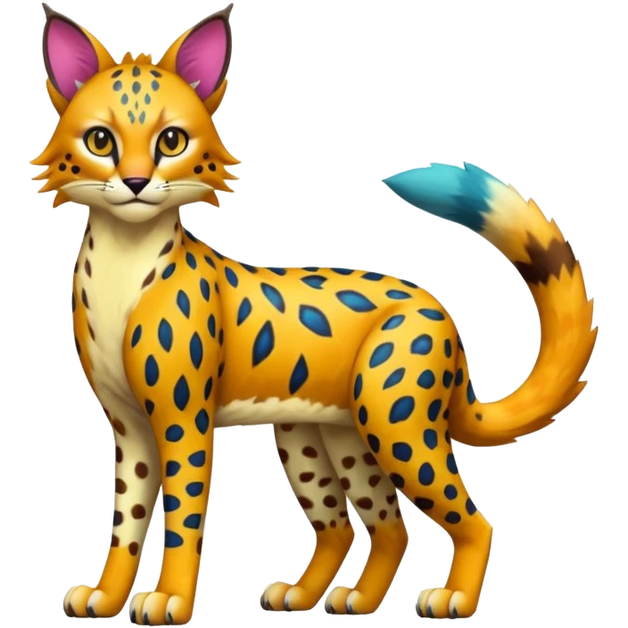 Colorful Bobcat-Cheetah-Caracal-Leopard-Sergal-Serval-Genet-Pokémon-Digimon-Fakémon-fusion-hybrid-creature emoji