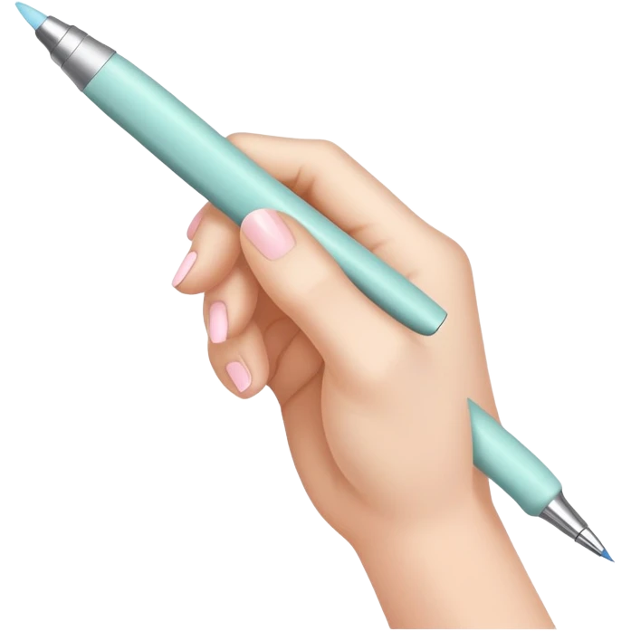 hand holding and writing with a pastel colored pen emoji