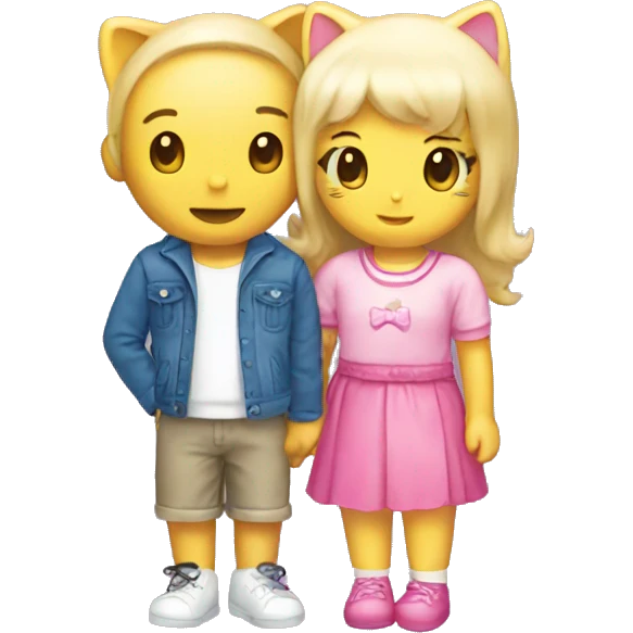 hello kitty with her boyfriend kitty emoji