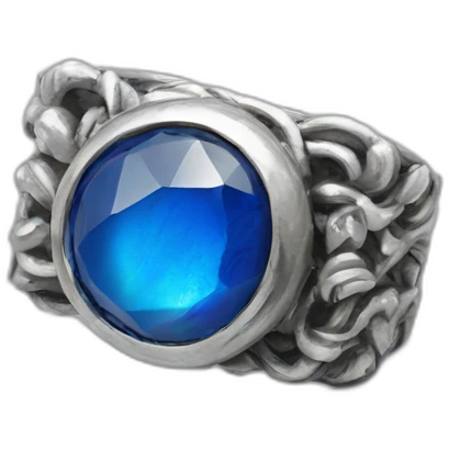 Silver ring with flat squared nonstransparent blue stone emoji