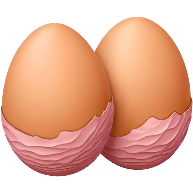 two skin tone peachy beige-pink egg shaped balls/spheres, both same size and same color, add a bumpy, loose, wrinkly skin texture with folds to both.  emoji