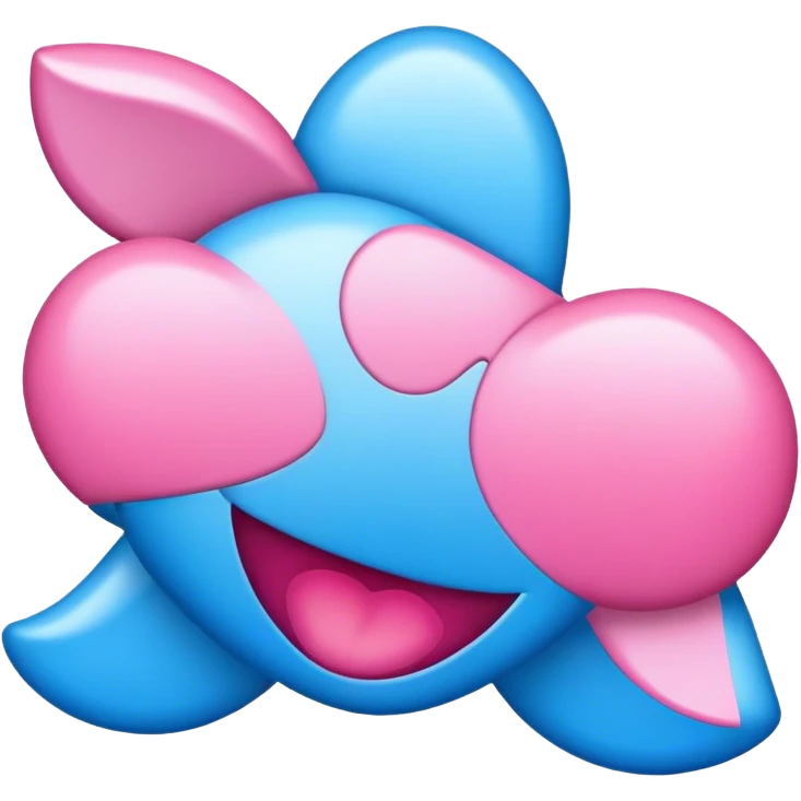 blue and pink with kitsch style or 3D emoji