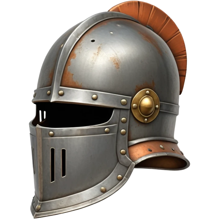 Antique medieval knight helmet with light rust and weathered metal emoji