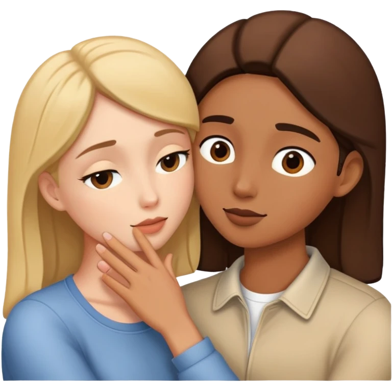 Two people sharing a secret, intimate moment of trust emoji