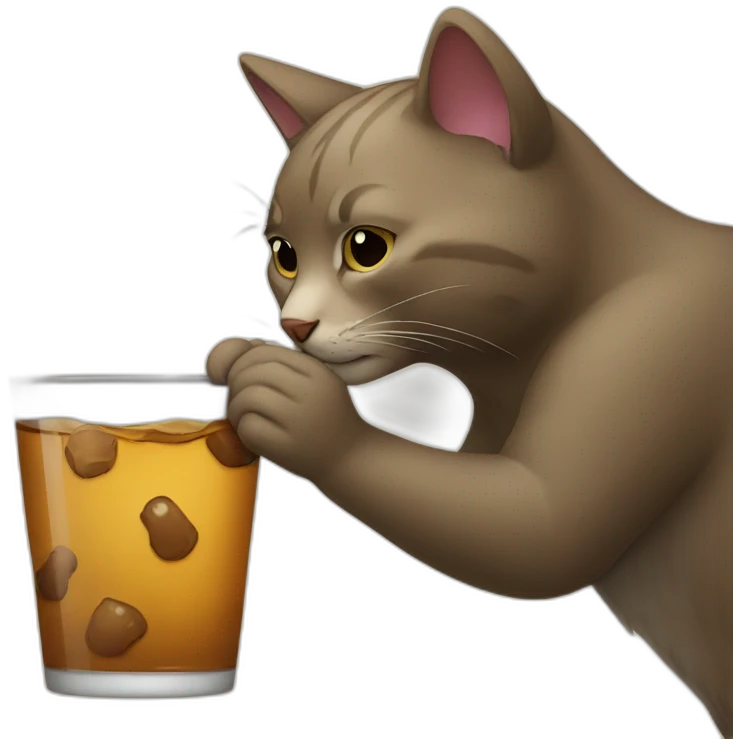 Cat drinking a bear emoji