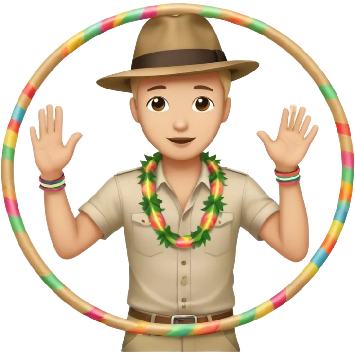 Travis wearing a fedora and dancing with hula hoop  emoji