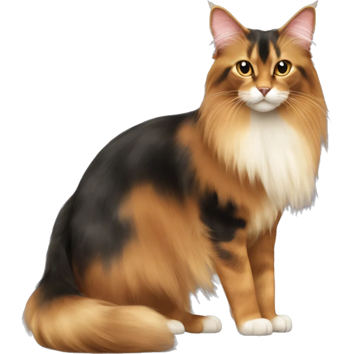 Somali Cat Breed Full Body calico long hair emoji
