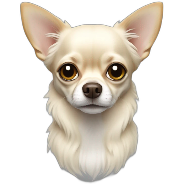chihuahua longcoat white with dead eyes emoji