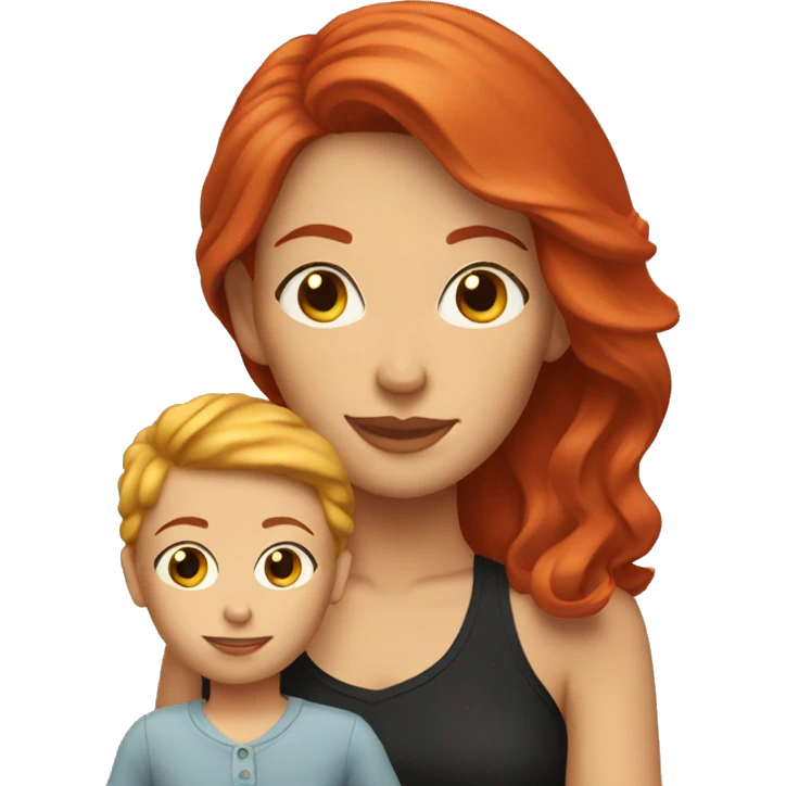 Mom with red hair and blonde toddler  emoji