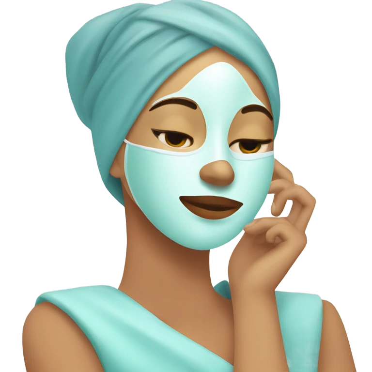 Lady with face mask spa beauty full face relaxing emoji