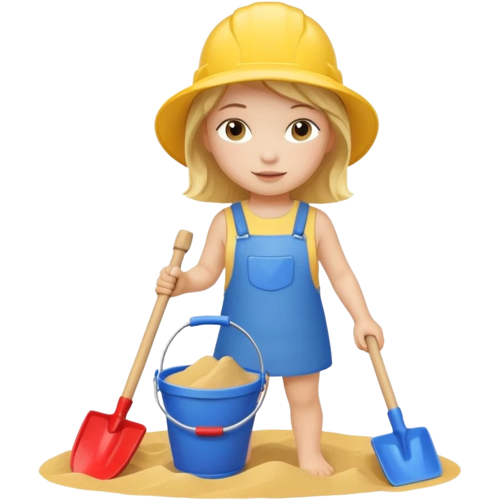 kid girl with toy sand bucket and shovel emoji