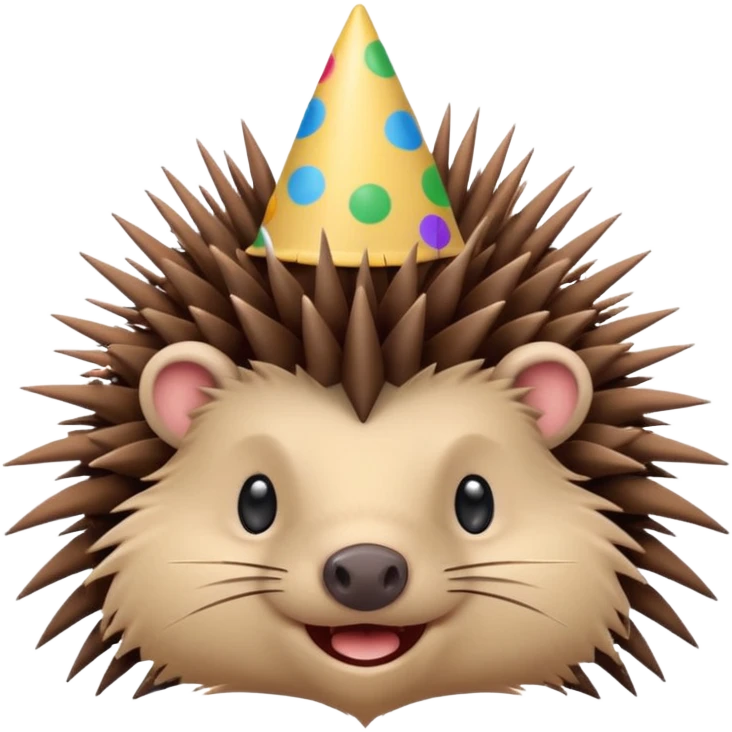 smiling porcupine with a party hat emoji