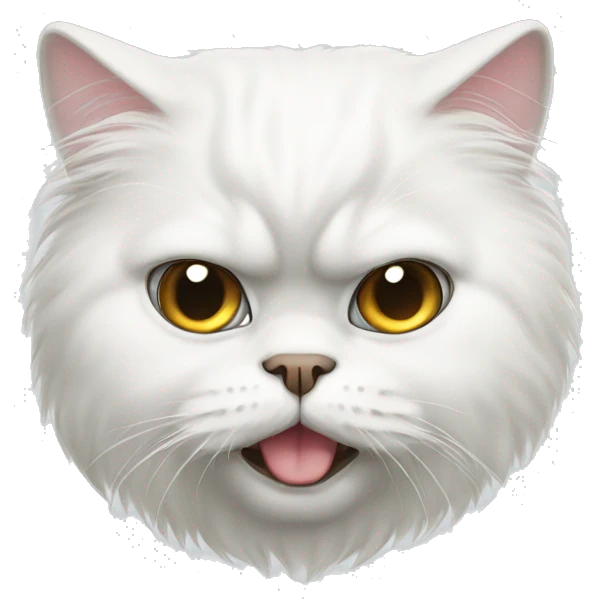 white persian cat with one crying eye emoji