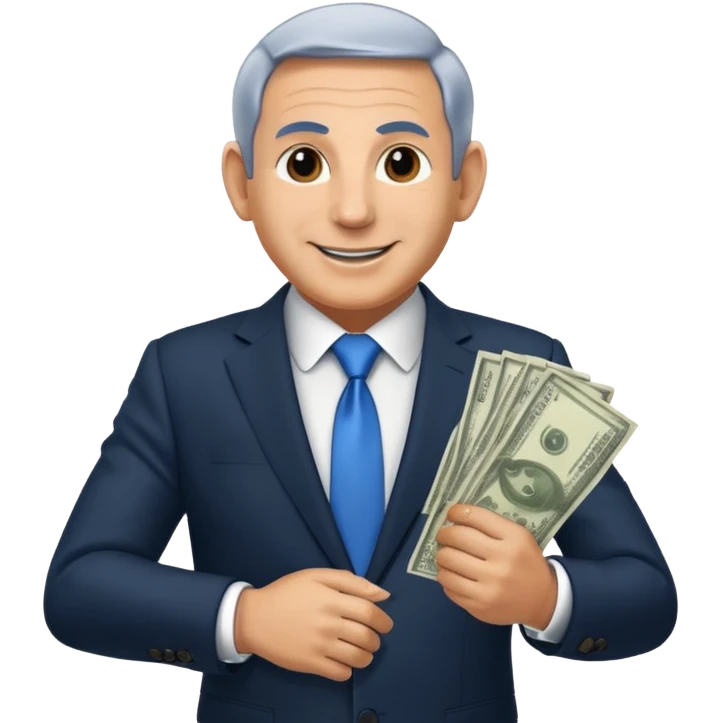 Netanyahu doing a money spread on his arm emoji