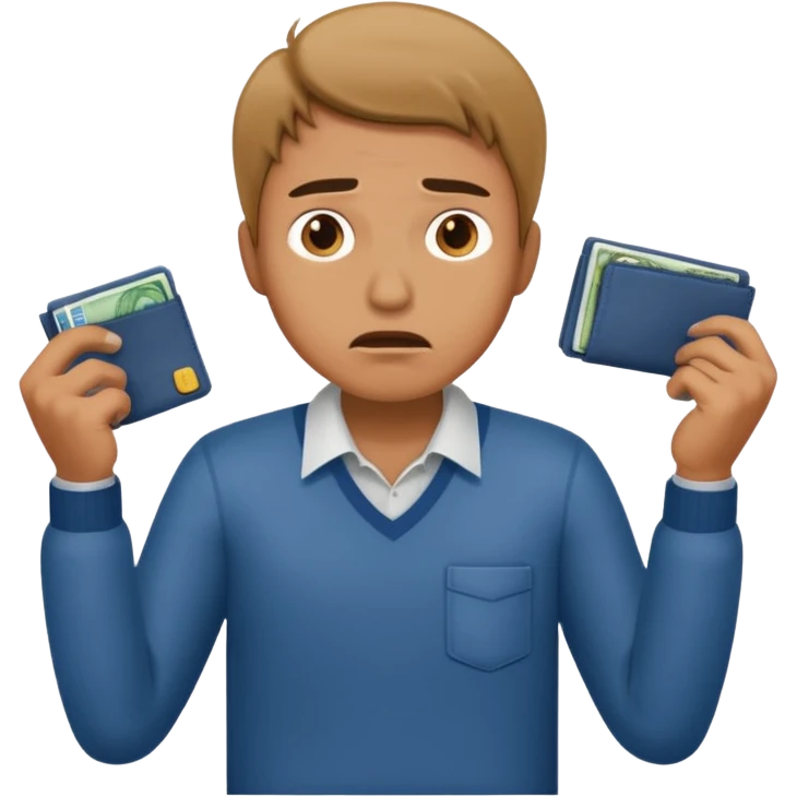 man showing empty pockets emoji