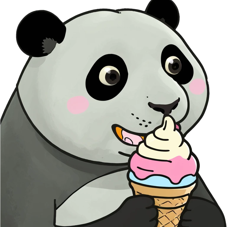 Panda eating ice cream emoji
