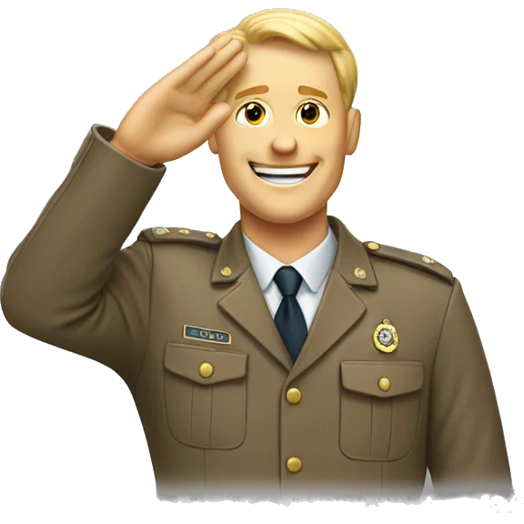 happy white man saluting emoji
