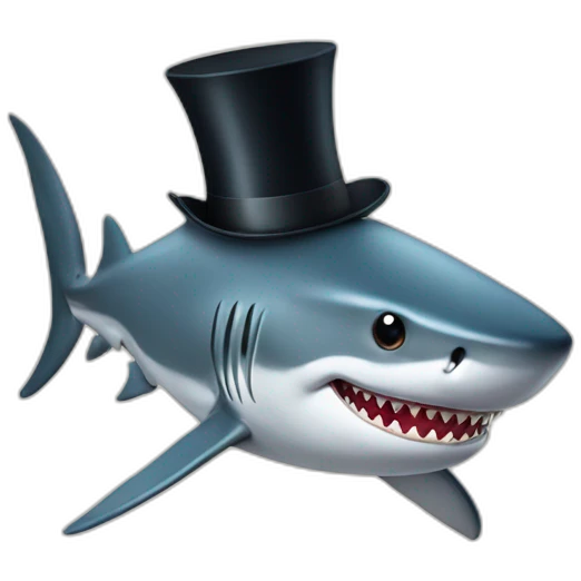 Shark with a top hat emoji