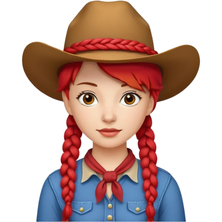 cowboy in a female version with a red braid emoji