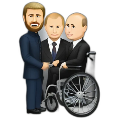 Gay Ramzan Kadyrov and angry vladimir putin in elevator wheelchair emoji