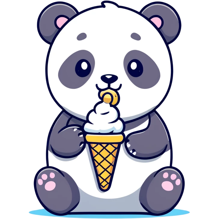 Panda eating ice cream emoji