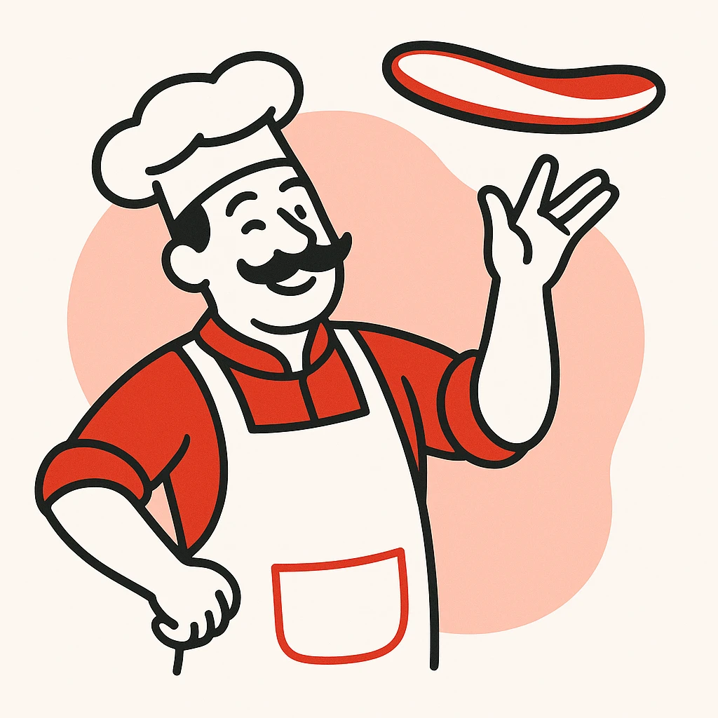 smiling Italian chef spinning pizza dough emoji