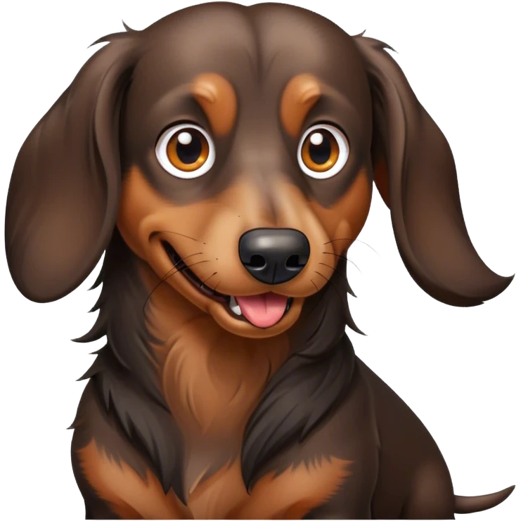 Black long-haired dachshund with some brown looking mad and growling emoji