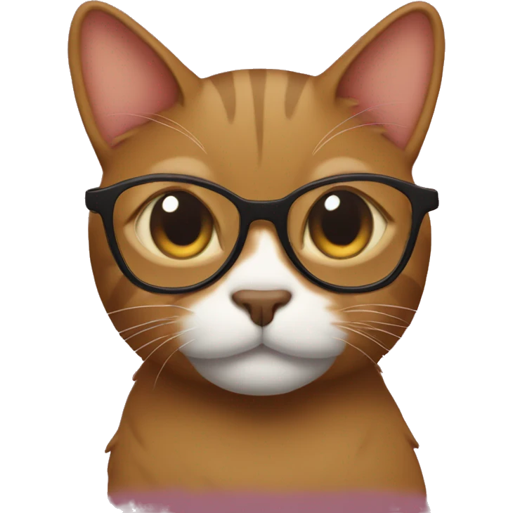 brown cat with glasses in form of hearts emoji