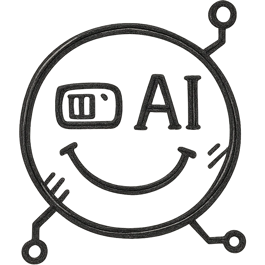Make the smiley AI emoji look more robotic, with metallic features, digital eyes, and subtle circuitry, keep the hand drawn icon style, with no background emoji