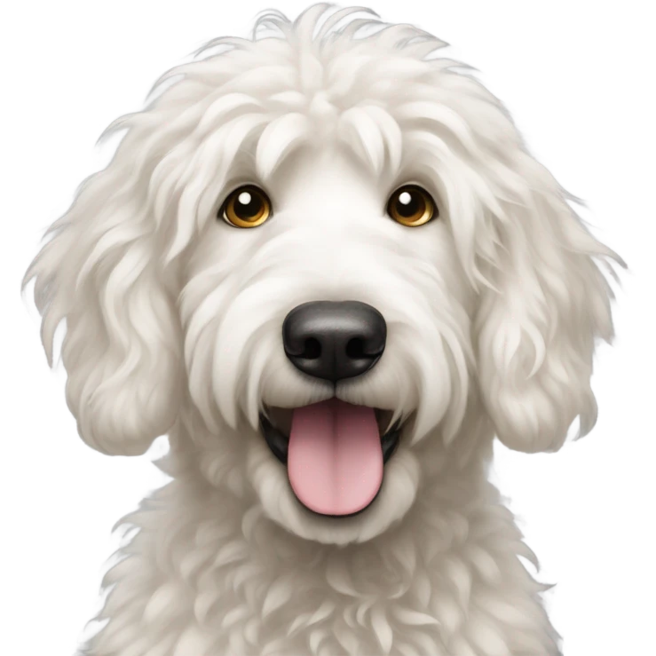 A white golden doodles face emoji