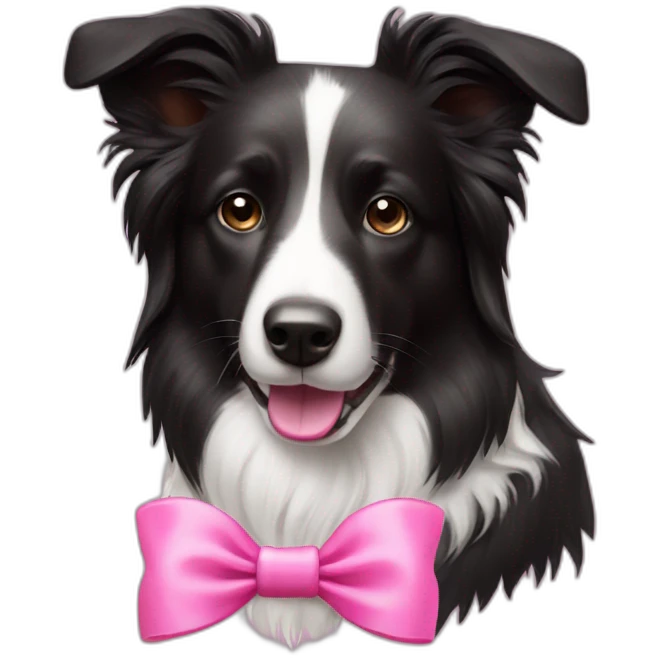 border collie dog with pink bow emoji