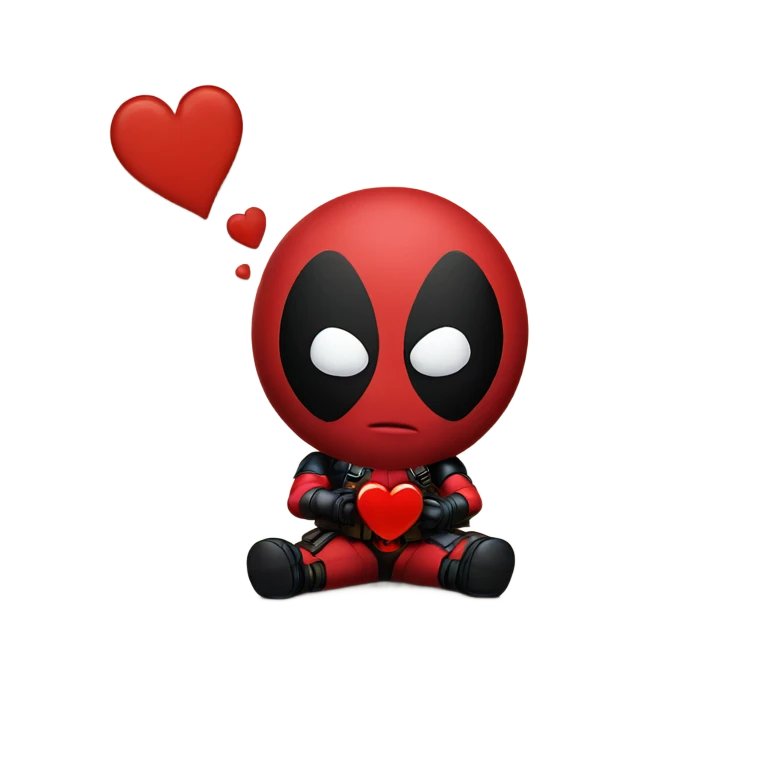 Deadpool making a heart emoji