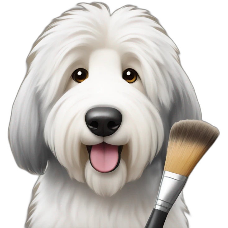 old english sheepdog with paint brush emoji