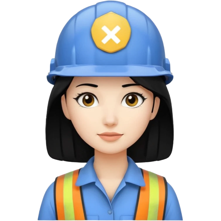 Ingeniera industrial casco blanco y cabello negro emoji