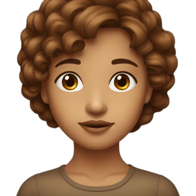 Une fille métisse avec les cheuveux brun long et les yeux marron foncé emoji