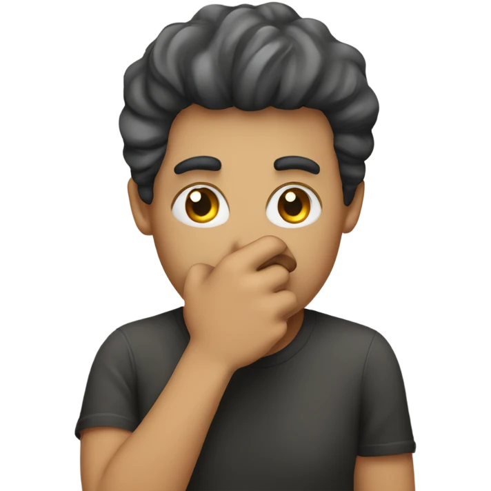 An annoyed person with their hand over their mouth emoji