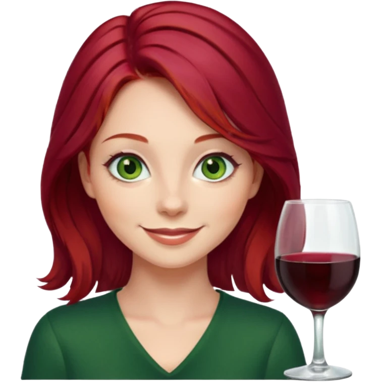 Wine red head girl with green eyes smiling emoji