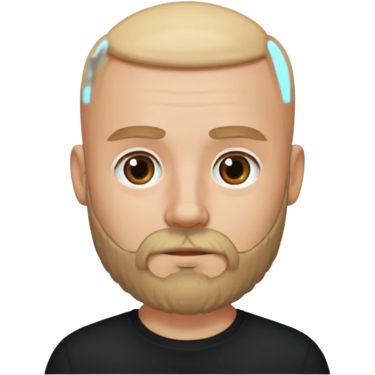Bearded bald blonde man black shirt emoji