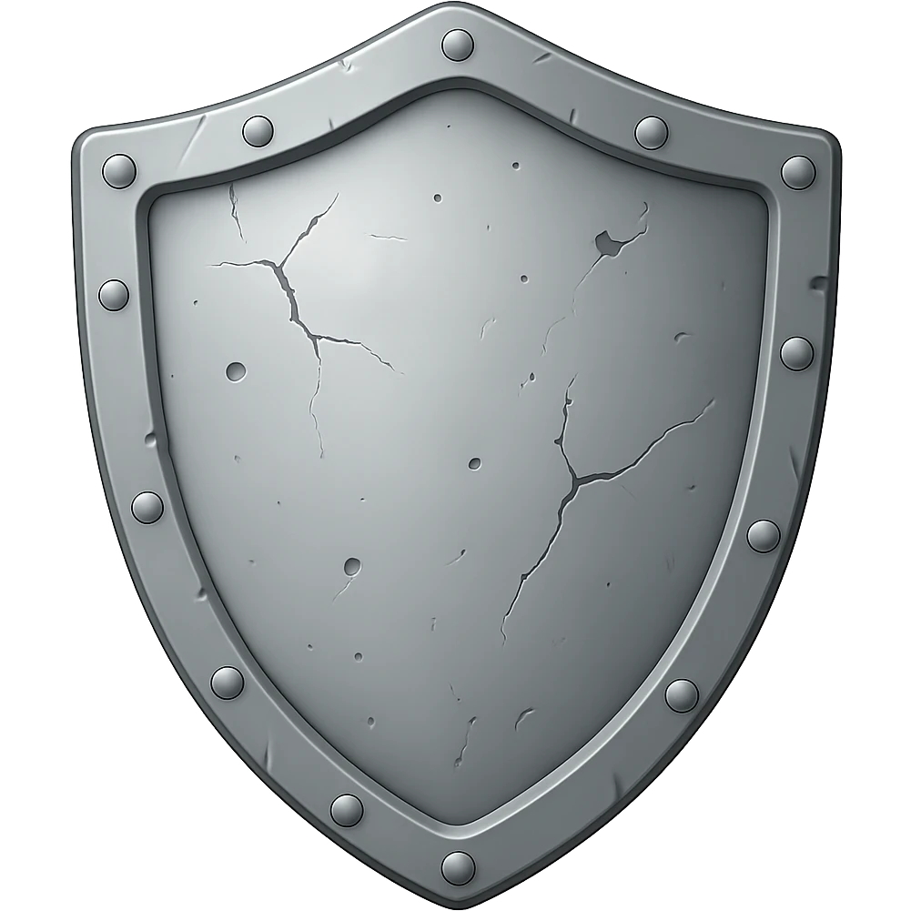 Create a matching silver shield in the style of the referenced helmet and previous platebody/platelegs/boots. Use a very light silver color, remove all gold and gems. The style is emoji style with a transparent background. emoji