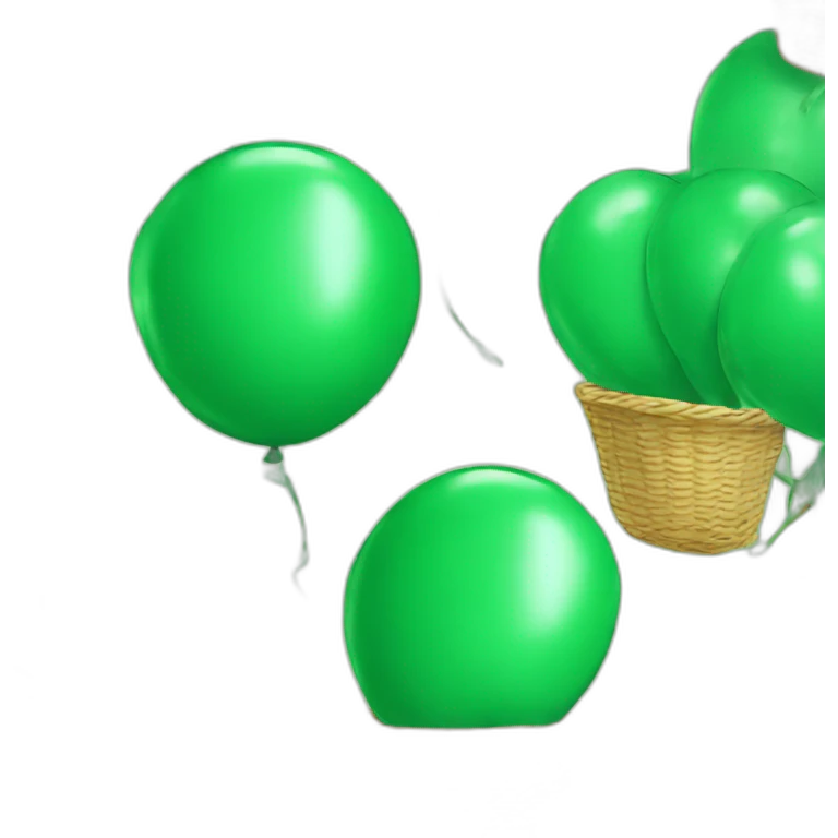 Inflatable green balloon with a green basket emoji