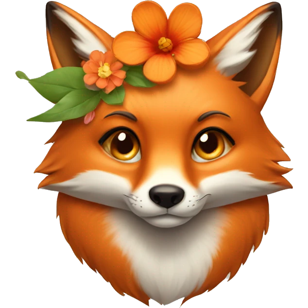 Fox with a flower on the head emoji