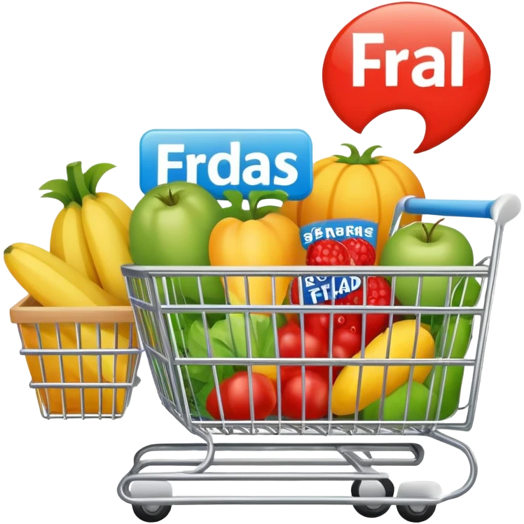 sign supermarket with the word "fraldas" emoji