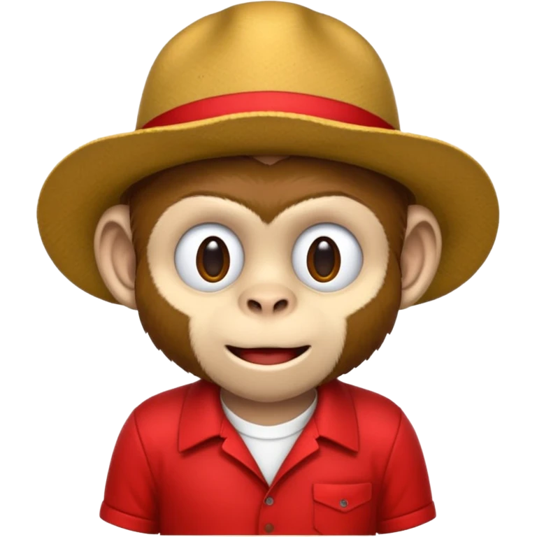 Macaco de camisa branca e boné vermelho emoji
