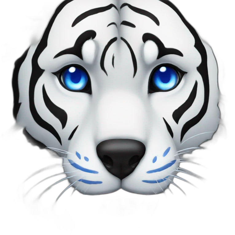 Black wolf  blue eyes kiss white tiger emoji