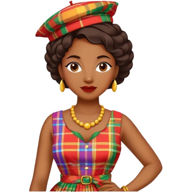 Femme Antillaise originaire de Martinique avec une robe en madras pas de couvre chef emoji